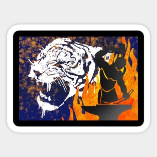 Tiger and flames Sticker